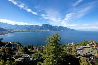 La perspective sur le Lac Léman et les sommets depuis l'Hôtel Victoria à Glion-sur-Montreux (c) Hôtel Victoria